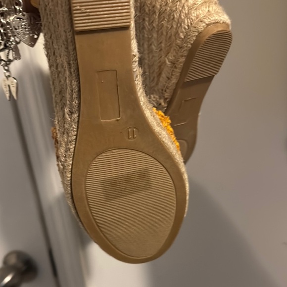 Vibrant Yellow Espadrille Wedges - Picture 3 of 12
